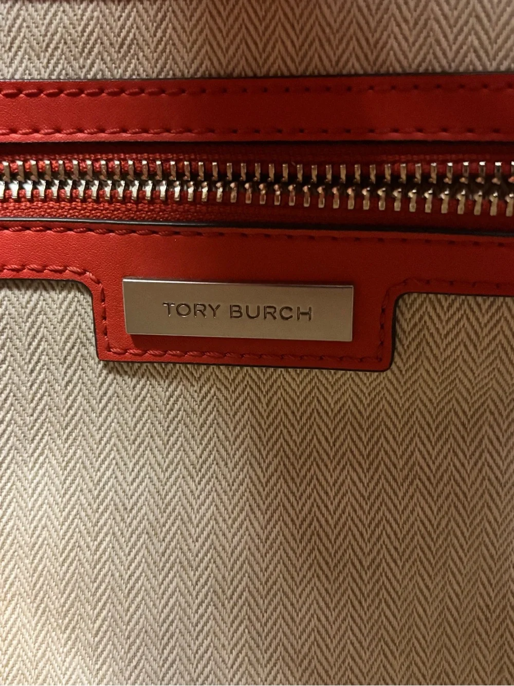 Authentic Tory Burch Ella Bio Tote Bag in Poppy Red